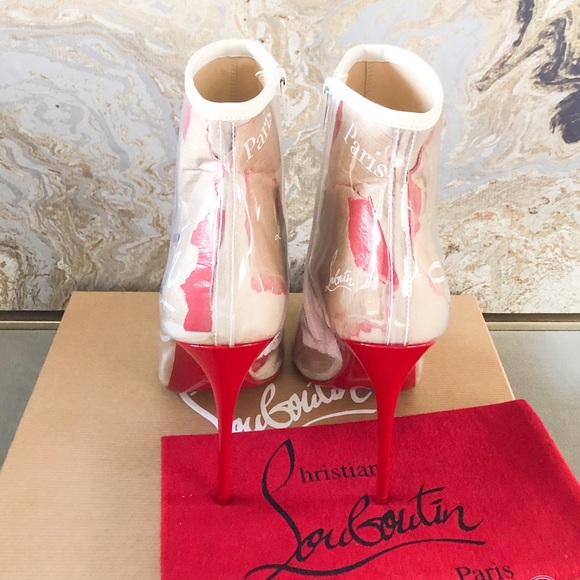 New! Christian Louboutin 100 PVC Loubi Ankle Boots - Picture 3 of 10
